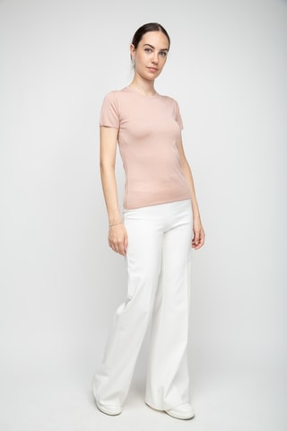 T-shirt en soie, cachemire et laine - Beige