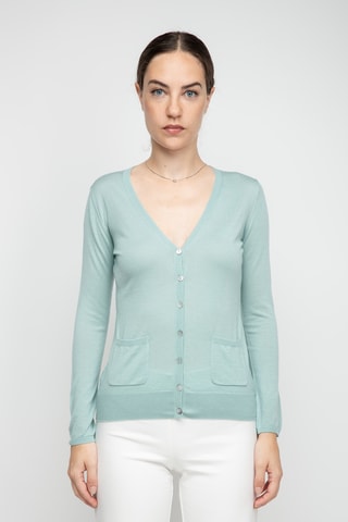 Gilet en soie, cachemire et laine - Bleu