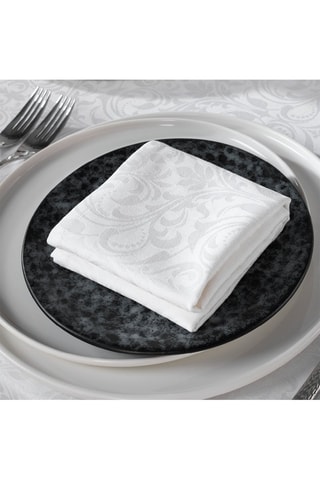4 serviettes de table Jacquard Fleurette - Blanc