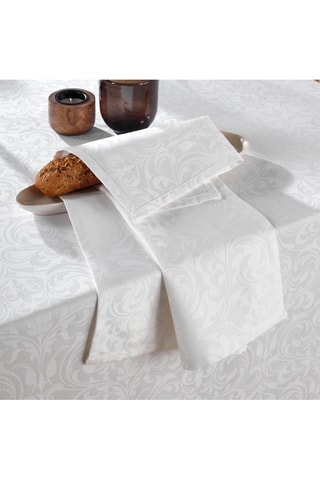 4 serviettes de table Jacquard Fleurette - Blanc