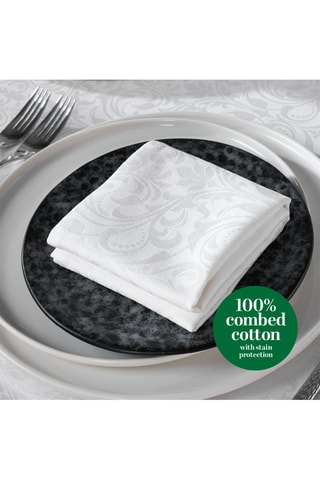 4 serviettes de table Jacquard Fleurette - Blanc