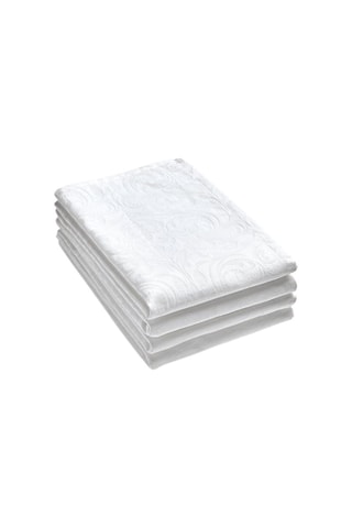 4 serviettes de table Jacquard Fleurette - Blanc