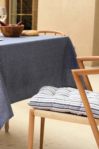 Coussin de chaise Nina - Blanc et bleu - 40 x 40 cm
