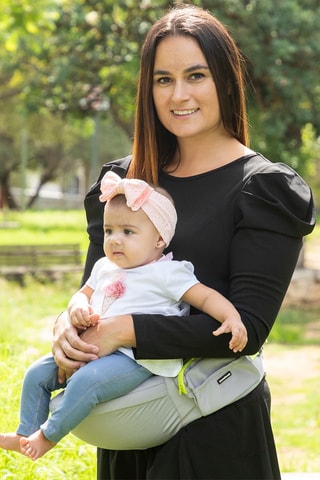 Ceinture porte-bébé évolutive - 3 à 36 mois - Vert et gris