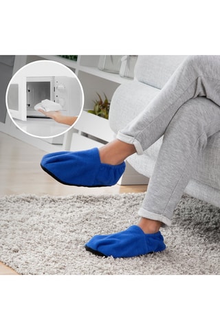 Chaussons chauffants à base de graines de lin - Bleu - Bleu et noir