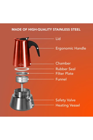 Cafetière en acier inoxydable Any Morning - 30 cl - Noir et orange