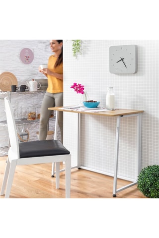 Bureau pliant - Imitation bois et blanc