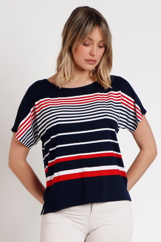 T-shirt - Blanc, rouge et bleu