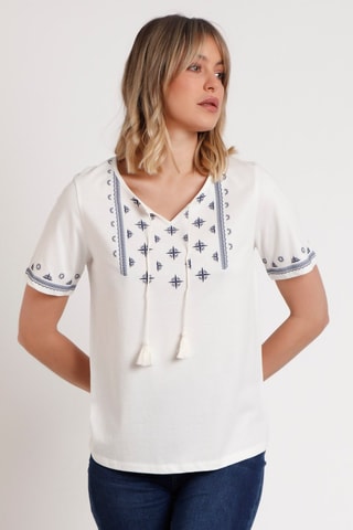 Blouse - Blanc et bleu
