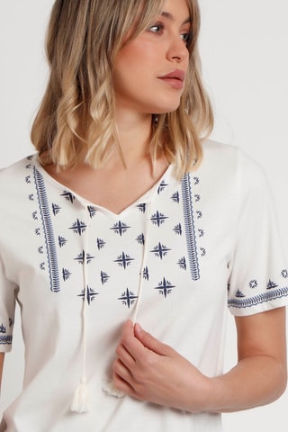 Blouse - Blanc et bleu