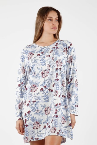 Chemise de nuit - Blanc et bleu