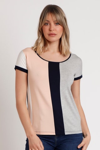 T-shirt - Bleu, rose et gris