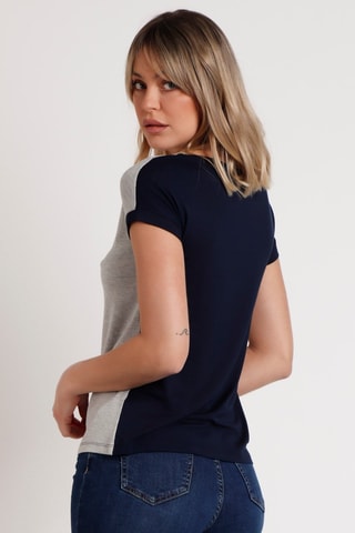 T-shirt - Bleu, rose et gris