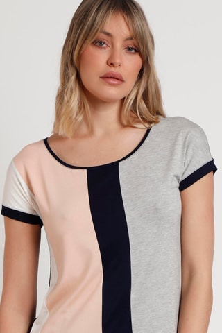 T-shirt - Bleu, rose et gris