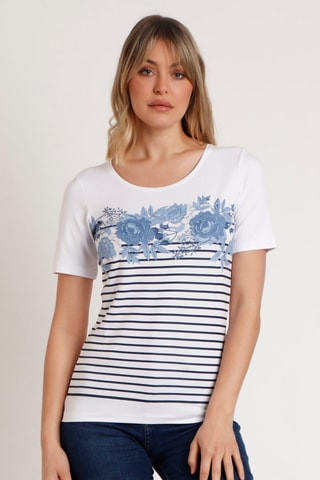 T-shirt - Blanc et bleu