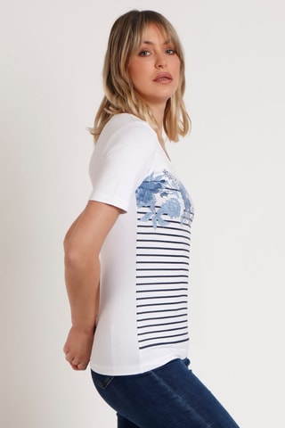 T-shirt - Blanc et bleu