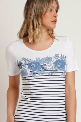 T-shirt - Blanc et bleu