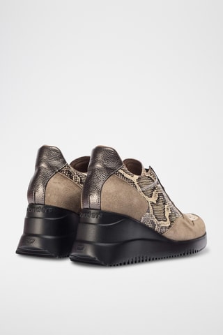 Baskets compensées en cuir - Taupe