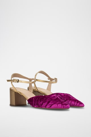 Escarpins en cuir et velours - Rose