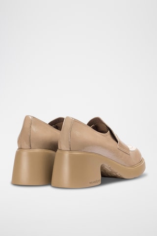 Mocassins à talons en cuir verni - Taupe