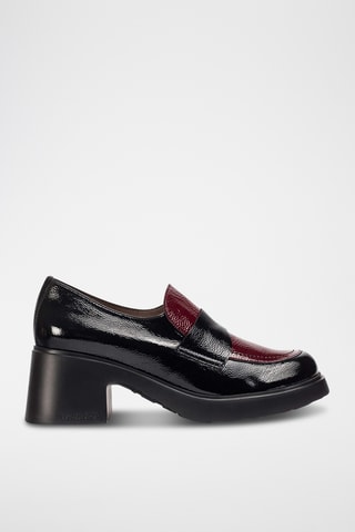 Mocassins à talons en cuir verni - Noir