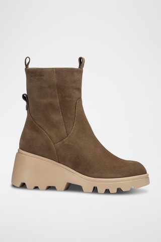Stivaletti con zeppa in pelle scamosciata - Taupe