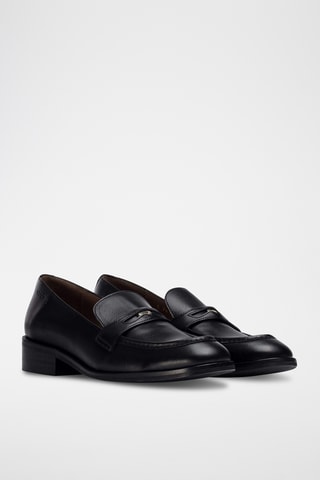 Mocassins à talons en cuir - Noir