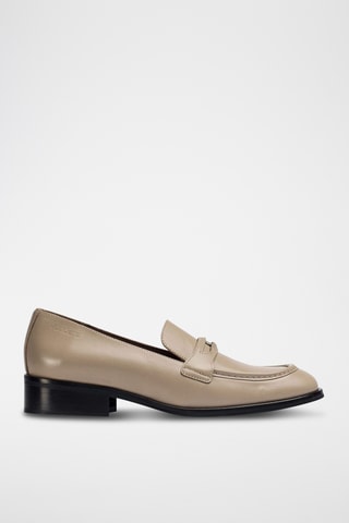 Mocassins à talons en cuir - Taupe