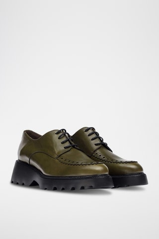 Derbys plateformes en cuir - Vert