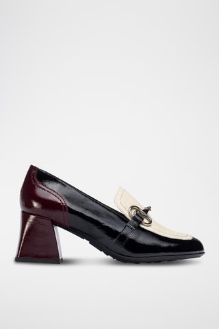 Mocassins à talons en cuir verni - Noir