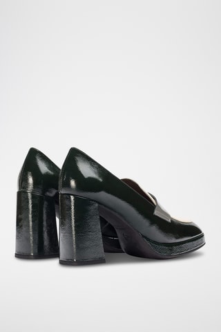 Mocassins à talons en cuir verni - Vert
