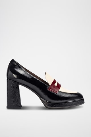 Mocassins à talons en cuir verni - Noir