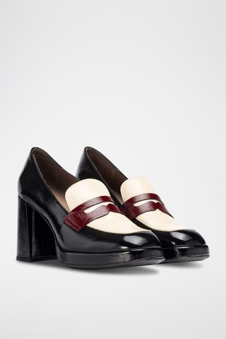 Mocassins à talons en cuir verni - Noir