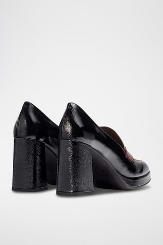 Mocassins à talons en cuir verni - Noir