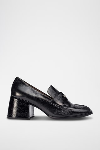 Mocassins à talons en cuir - Noir