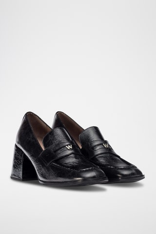 Mocassins à talons en cuir - Noir