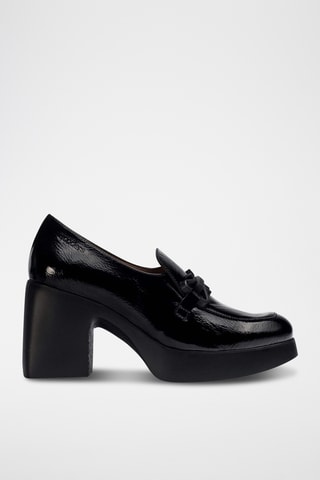 Mocassins à talons en cuir verni - Noir