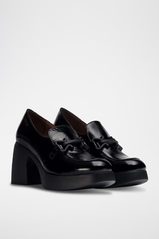 Mocassins à talons en cuir verni - Noir
