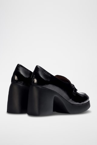 Mocassins à talons en cuir verni - Noir