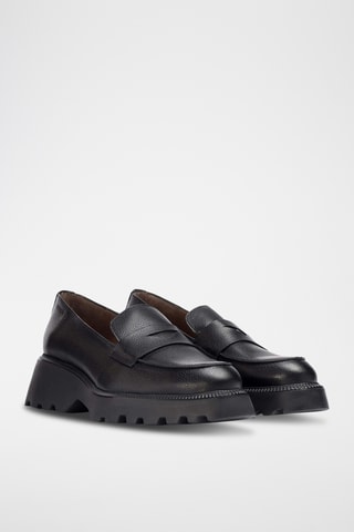 Mocassins plateformes en cuir verni - Noir