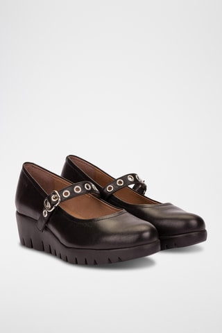 Scarpe baby con zeppa in pelle - Nero