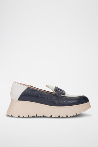 Mocassins plateformes en cuir - Bleu