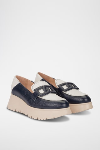 Mocassins plateformes en cuir - Bleu