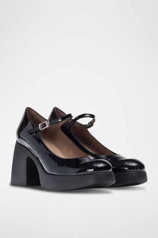 Scarpe baby con tacco in pelle verniciata - Nero