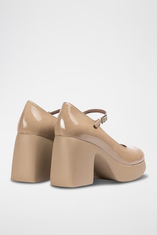 Scarpe baby con tacco in pelle verniciata - Taupe