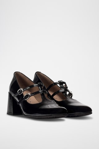 Scarpe baby con tacco in pelle verniciata - Nero