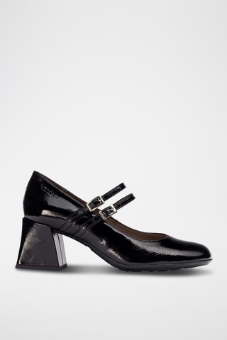 Scarpe baby con tacco in pelle verniciata - Nero
