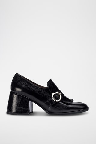Mocassins à talons en cuir - Noir
