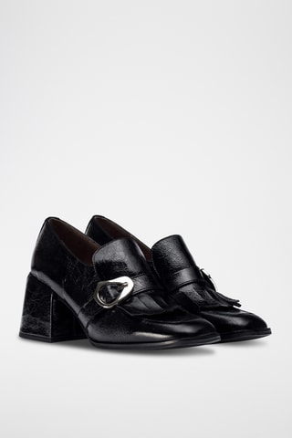 Mocassins à talons en cuir - Noir