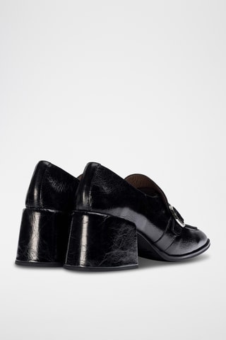 Mocassins à talons en cuir - Noir